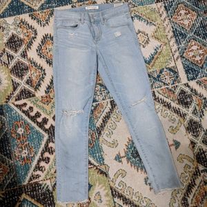 Fray Hem Banana Republic Light Wash Skinny Jeans